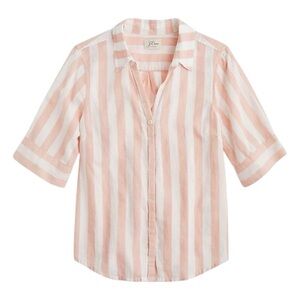 J.Crew Striped Cotton Boxy Button-Down Shirt Pink White MP